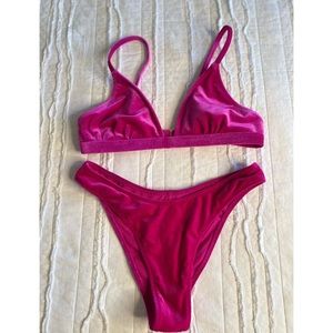 Express velvet bright pink bikini.